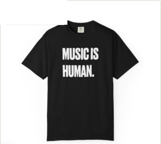 Music Is Human T-Shirt — 'Music Is Human.' Bold Typography Tee for Music Lovers